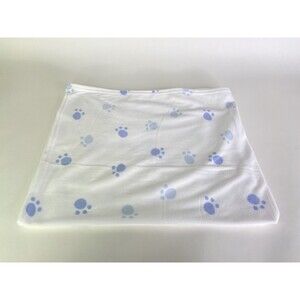 Carters White Fleece All Over Blue Paw Prints Baby Blanket Security Lovey